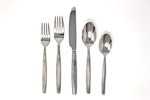 David Shaw 20 Piece 18/10 Stainless Steel Flatware Set, Splendide Stripes