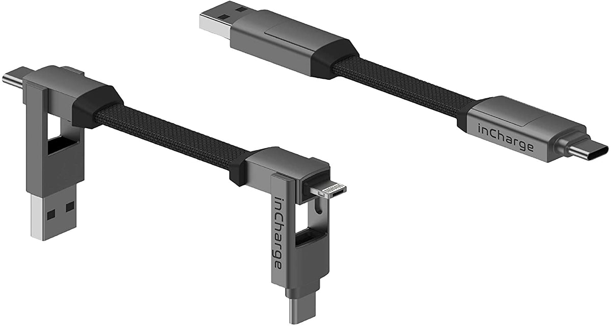 inCharge 6 - The Six-in-One Cable, Magnetic Portable Keyring, Mercury Grey