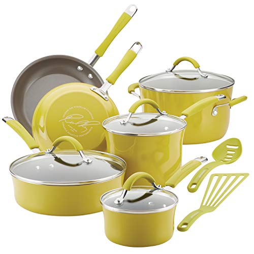 Rachael Ray Cucina 12 Piece Hard Porcelain Enamel Nonstick Cookware Set - Assorted Colors