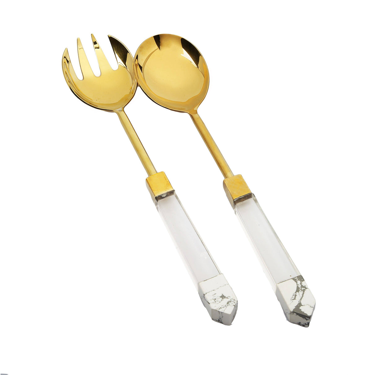 Classic Touch Stainless Steel Salad Servers with Dust Acrylic Handles