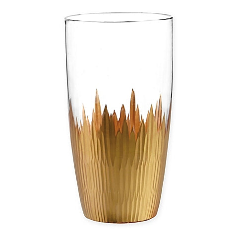 Qualia Lava 17 Oz Highball Glass, Gold, Set of 4