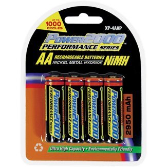 Power 2000 2900mAh Rechargeable AA Batteries, 4 Pack BATTRECHARGE BATTAA4PK