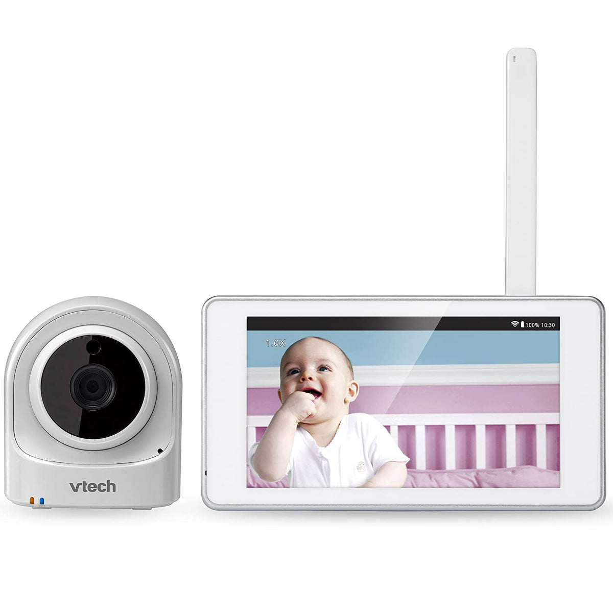 VTech VM981 Wireless WiFi Video Baby Monitor with Remote Access App, 5" Touch Screen, White