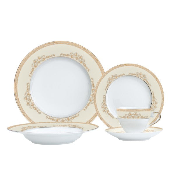 Majesty Gold 30 Piece Fine Porcelain Dinnerware Set, Service for 6