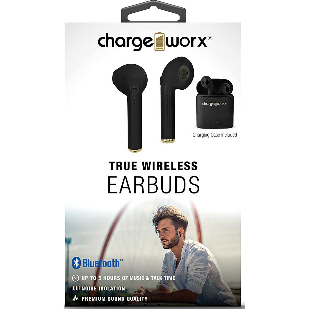 Chargeworx CX9022BK Wireless Bluetooth Earbuds, Black