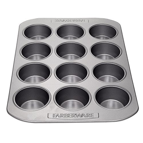 Farberware 52106 Nonstick Bakeware  12-Cup Muffin Tin / Nonstick 12-Cup Cupcake Tin  - 12 Cup, Gray