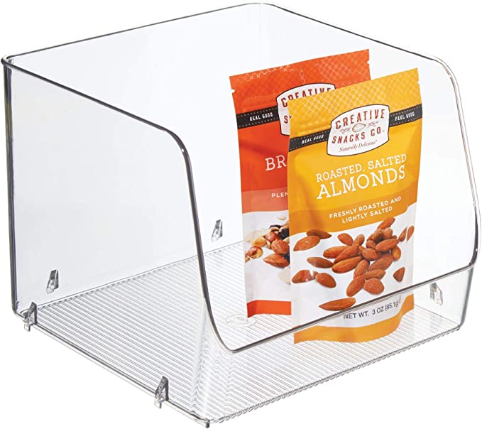 iDesign Linus Stacking Organizer Bin Medium - 5.25" x 6.25", Clear Plastic