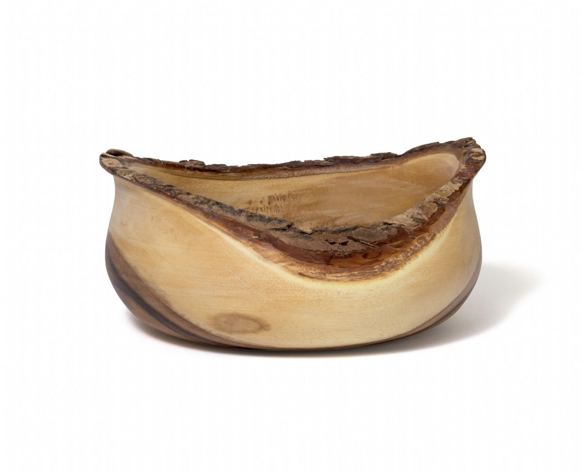Lipper Acacia Bark Rustic Tulip Serving Bowl, Large