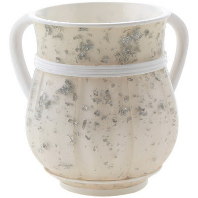 A&M Judaica 5" Polyresin Washing Cup, (White,Grey, Bronze/Glitter)