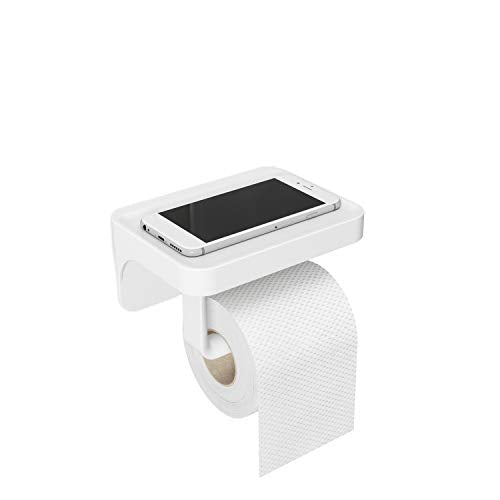 Umbra Flex Sure-Lock Toilet Paper Holder with Integrated Storage Shelf, White