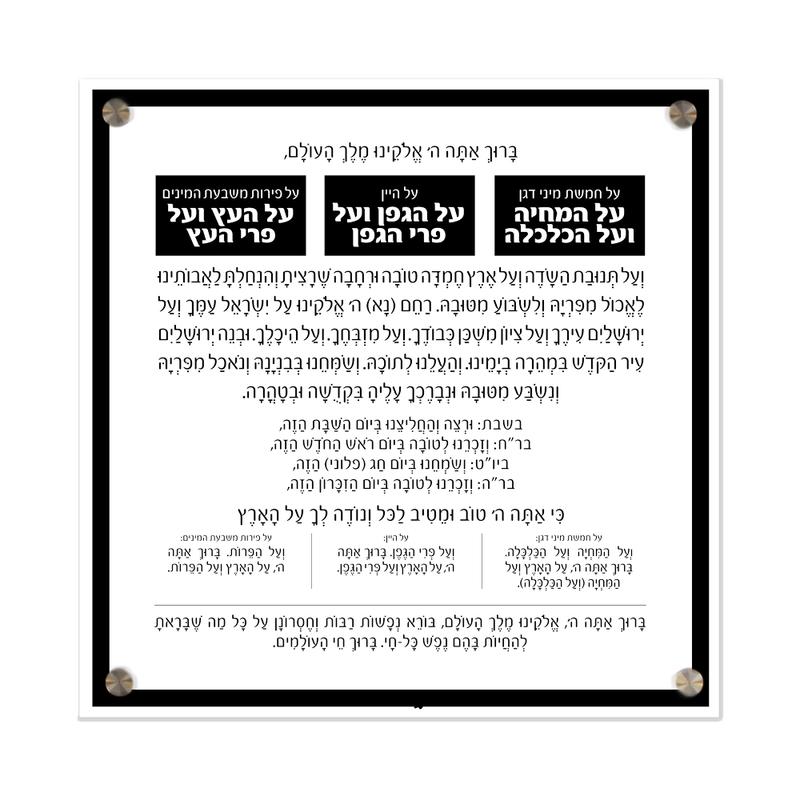 Waterdale Basic Al Hamichya Lucite Plaque, Black Ashkenaz (14x14)