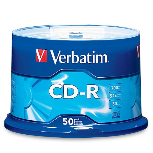 Verbatim 94691 700 MB 52x 80 Minute Branded Recordable Disc CD-R, 50-Disc Spindle BLANK CD