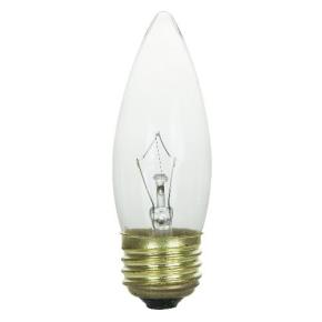 Sunlite 60 Watt Torpedo Tip Chandelier , Medium Base, Clear