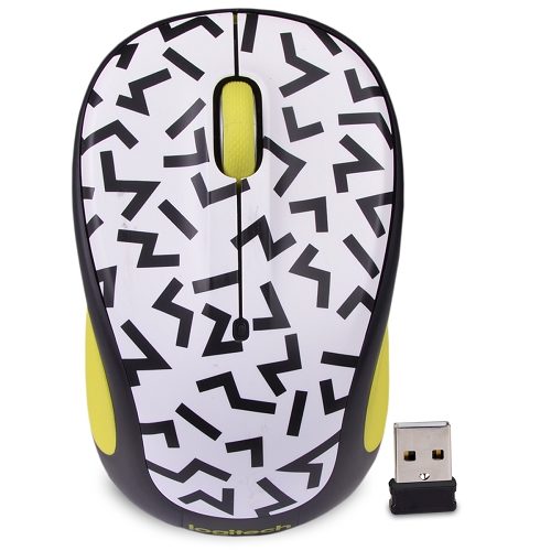 Logitech M317c Wireless Optical Mouse, Yellow Zigzag