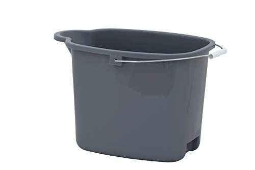 Superio Plastic Bucket with Grip Handle, 16 Liter Large Spout Cleaning Pail Grey, Heavy Duty Bucket Home Floor Mopping