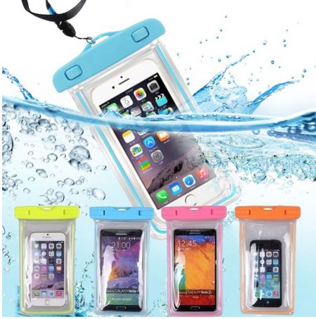 Waterproof Phone Bag, Touch Sensitive, Neck Strap, Fluorescent Outline, Assorted Colors