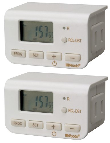 Woods 50007 2 Prong Indoor Digital Lamp Timer, Daily Settings, 2-Pack