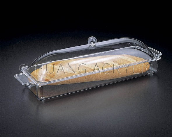 Huang Acrylic Long Acrylic Cake Tray and Cover/ Lid, Clear (17" x 6" x 3.5")