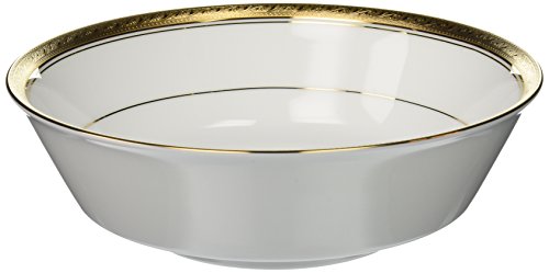 Noritake Crestwood Gold Fine Porcelain Dinnerware 9" 40oz Round Serving Bowl, Dishwasher Safe