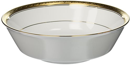 Noritake Crestwood Gold Fine Porcelain Dinnerware 9" 40oz Round Serving Bowl, Dishwasher Safe