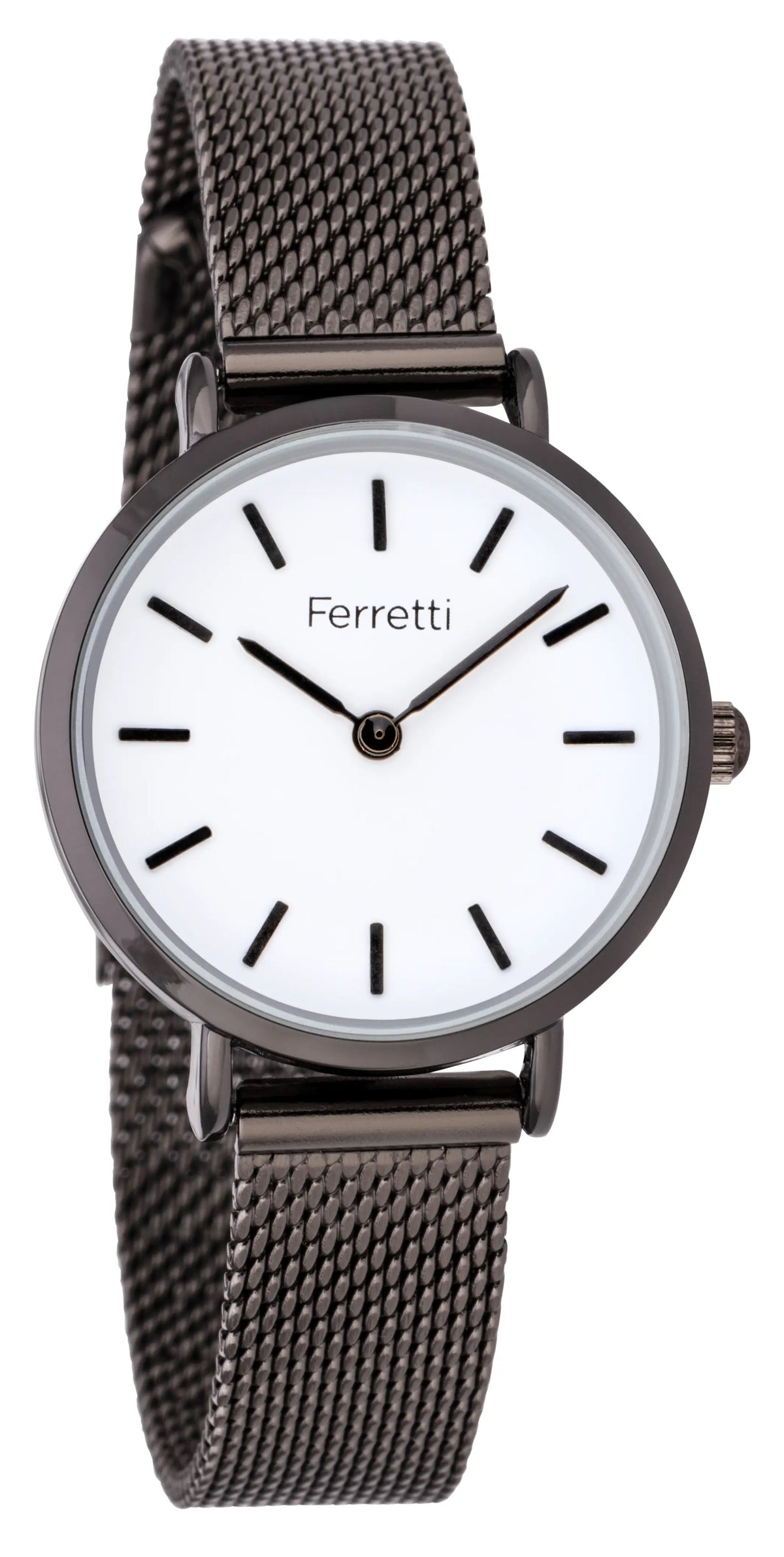Marciano - Ferretti Ladies Minimalist Watch Stainless Steel Small Case, White Face, Gunmetal