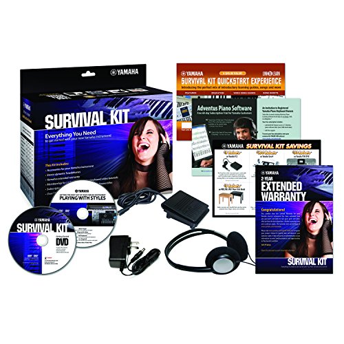 Yamaha SKB2 Survival Kit for Portable Yamaha Keyboards - Includes Yamaha Adapter PA130, Foot Pedal, Stereo Headphones & 2-Year Extended Warranty (for PSRE253, PSRE353, EZ220 & more)