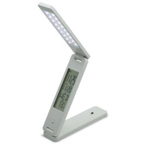 Sunlite USB Rechargeable Folding Dimmable Led Lamp with Alarm Clock - White