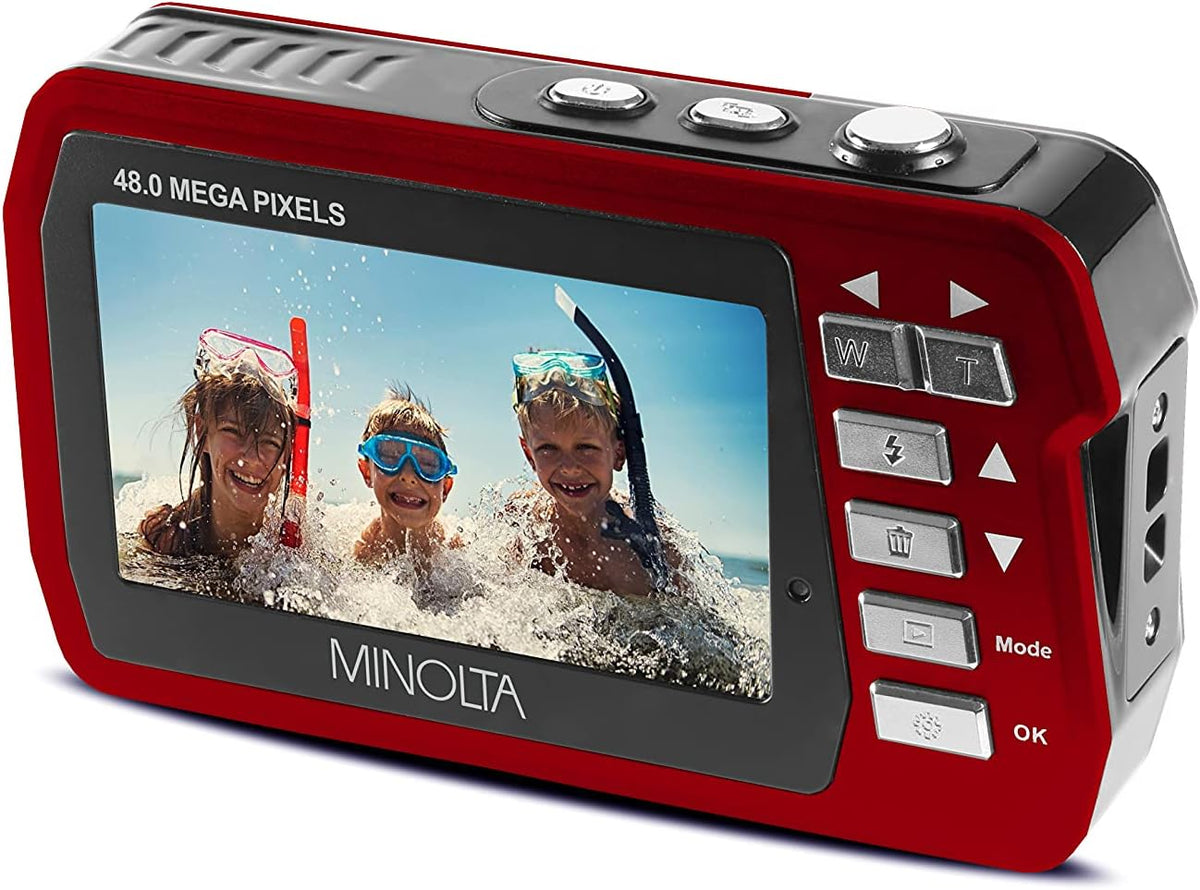 Minolta 48 MP Dual Screen Waterproof Digital Camera - Assorted Colors