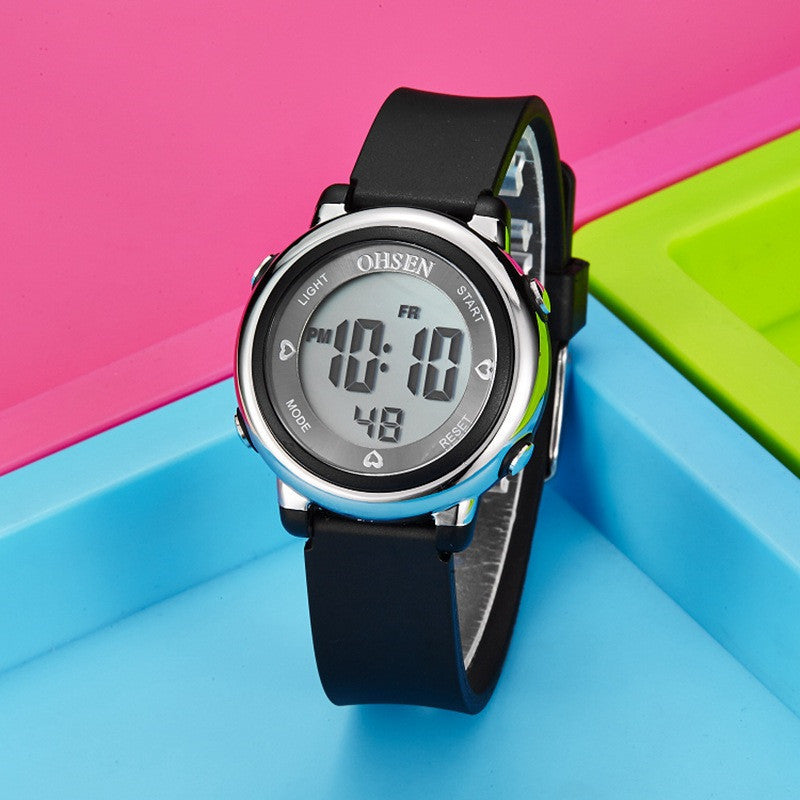OHSEN Brand Digital LED Waterproof Kid's Children's Watch, Black