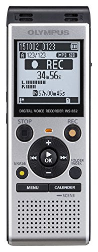 Olympus WS-852 Voice Recorder with 4GB Built-In-Memory & Micro SD (Up To 32GB) - Silver