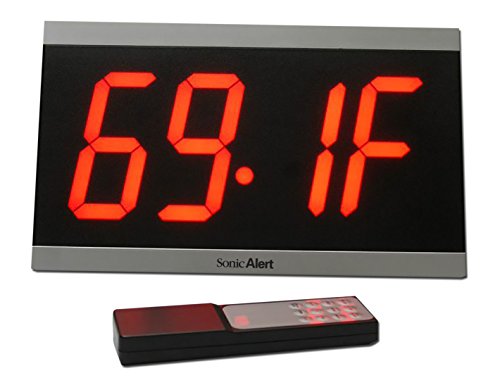 Sonic Alert Big Display Max Dual Alarm Clock with Remote, Black/Red