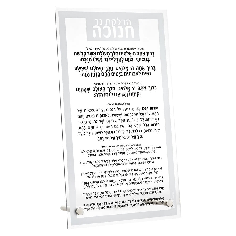 Waterdale Chanukah Brachos Table Top,Traditional Silver - 5"x9"