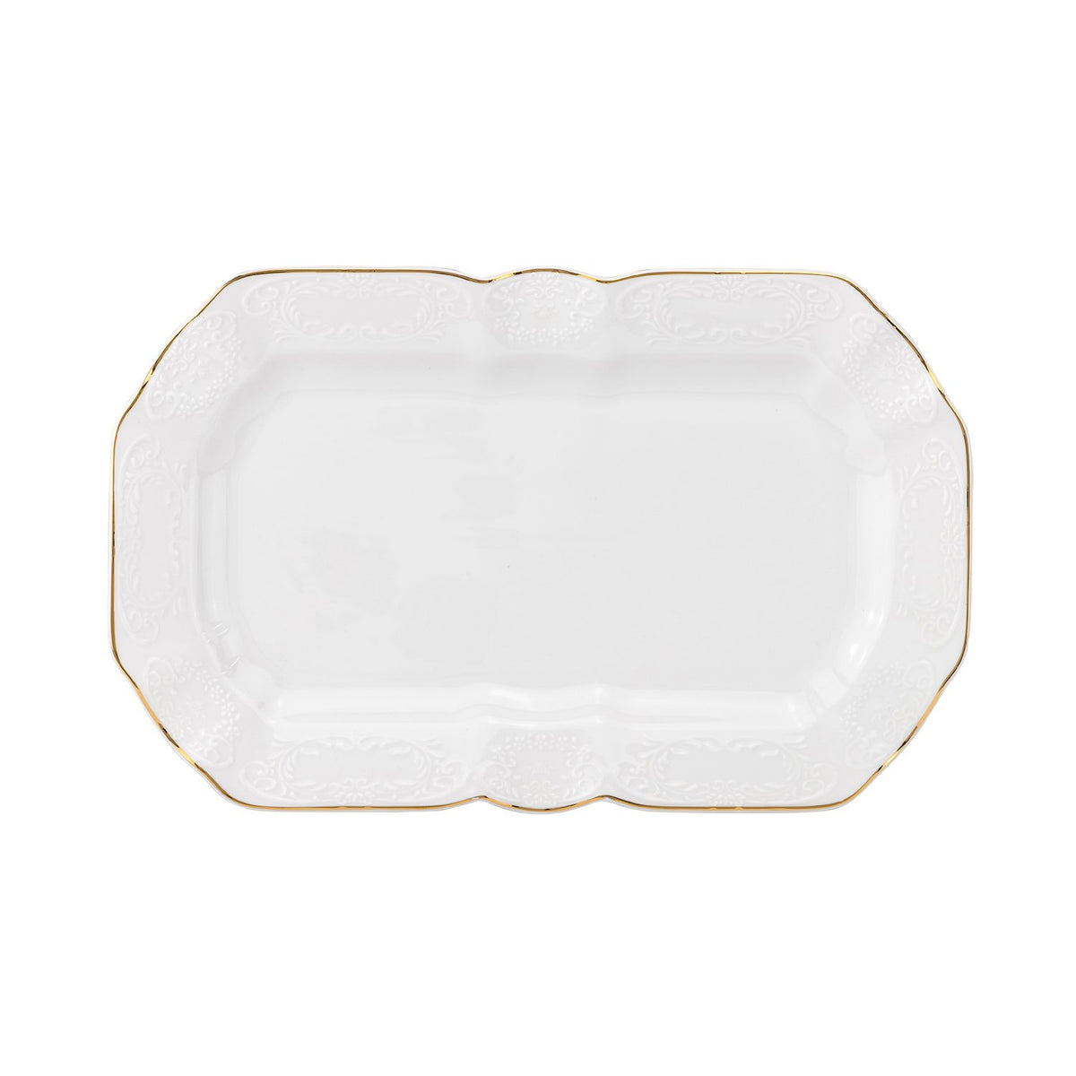Joseph Sedgh Antique Bone 14" Serving Platter, Gold Rim