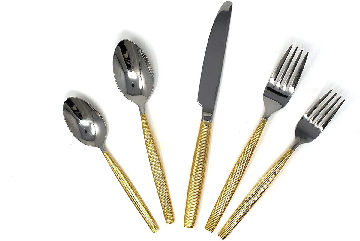 David Shaw Two Tone 18/10 Stainless Steel Flatware Set, Stripes