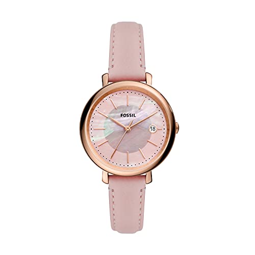 Fossil Women's Jacqueline Solar-Powered Stainless Steel Leather Watch,