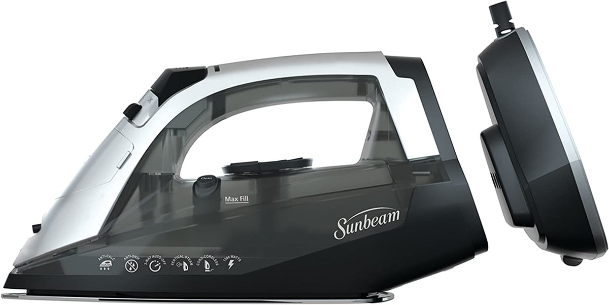 Sunbeam - Versa Glide Rechargeable Cordless/Corded 1500 Watt Iron with Stainless Steel Soleplate, Black