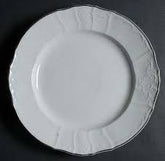 Bernadotte 32cm/12.5" Round Platter, White/Silver (Platinum)