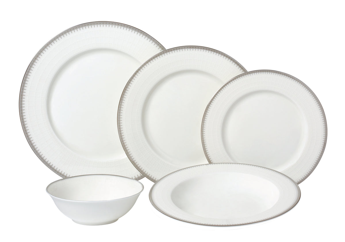 Joseph Sedgh Collection 5669P-20 20 Piece Round Fine Bone China Dinnerware Set, Sherry (Big Plate, Small Plate, Salad Plate, Compote Bowl, Soup Bowl)