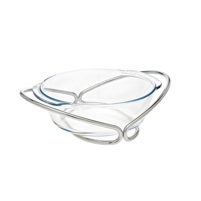 Godinger Glass Oven to Table Baker with Serving Stand - (Round 2QT, Oval 4QT)