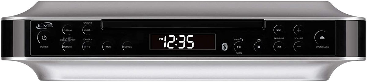 iLive - Bluetooth Under-Cabinet And Counter Music System with MP3/CD Player, FM Radio, USB and Aux Input