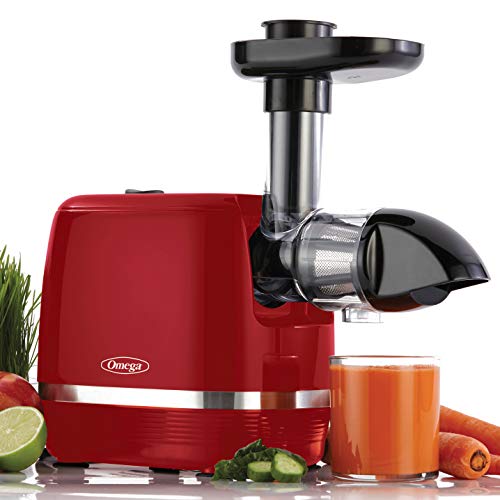 Omega Juicer H3000RED Cold Press 365 Slow Masticating Juice Extractor Easy to Clean with Quiet Motor, 150-Watt, Red