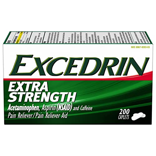 Excedrin Extra Strength Pain Relief Caplets For Headache Relief, Temporarily Relieves Minor Aches And Pains Due To Headache – 200 Count