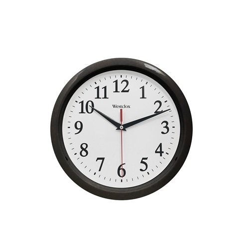 Westclox 461861 Black Rim, White Dial, Basic Wall Clock, 10"