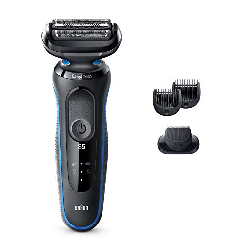 Braun Series 5 5020s Easy Clean Electric Razor for Men with Beard Trimmer, Wet & Dry, Rechargeable, Cordless Foil Shaver, Blue