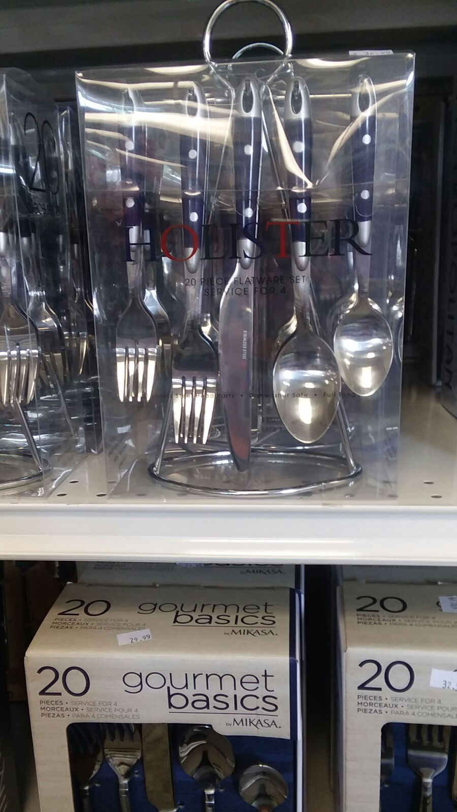 Holister 20 Piece Flatware Set, Double Dots Blue