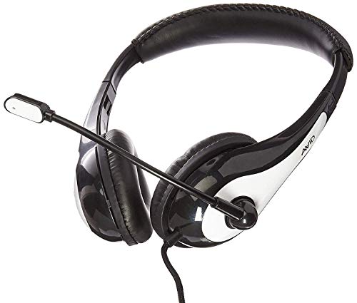 Avid Education 1EDU-AE36WH-ITE Computer Headset with Boom Microphone, Single Plug, White 3.5mm