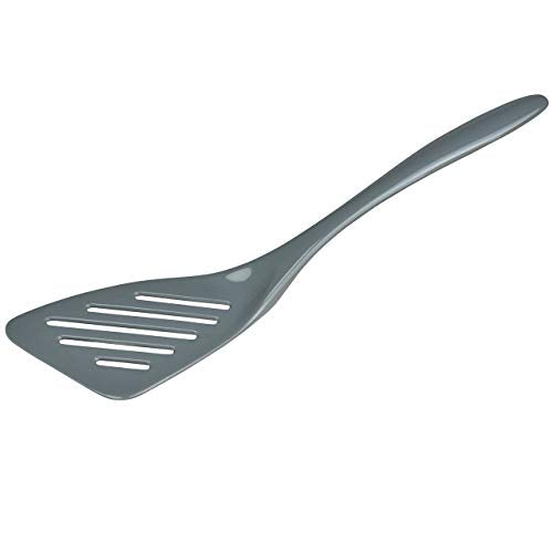Gourmac Hutzler 12-1/2 Inch Slotted Melamine Turner, Steel Gray