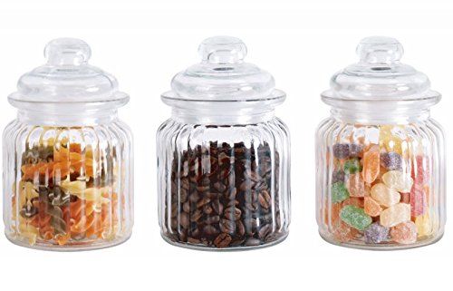 Europe Ware B2111F3 3 Piece Glass Candy Storage Jar Set