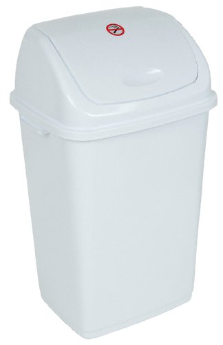 Superio 13 Gallon Swing Top Trash Can, White