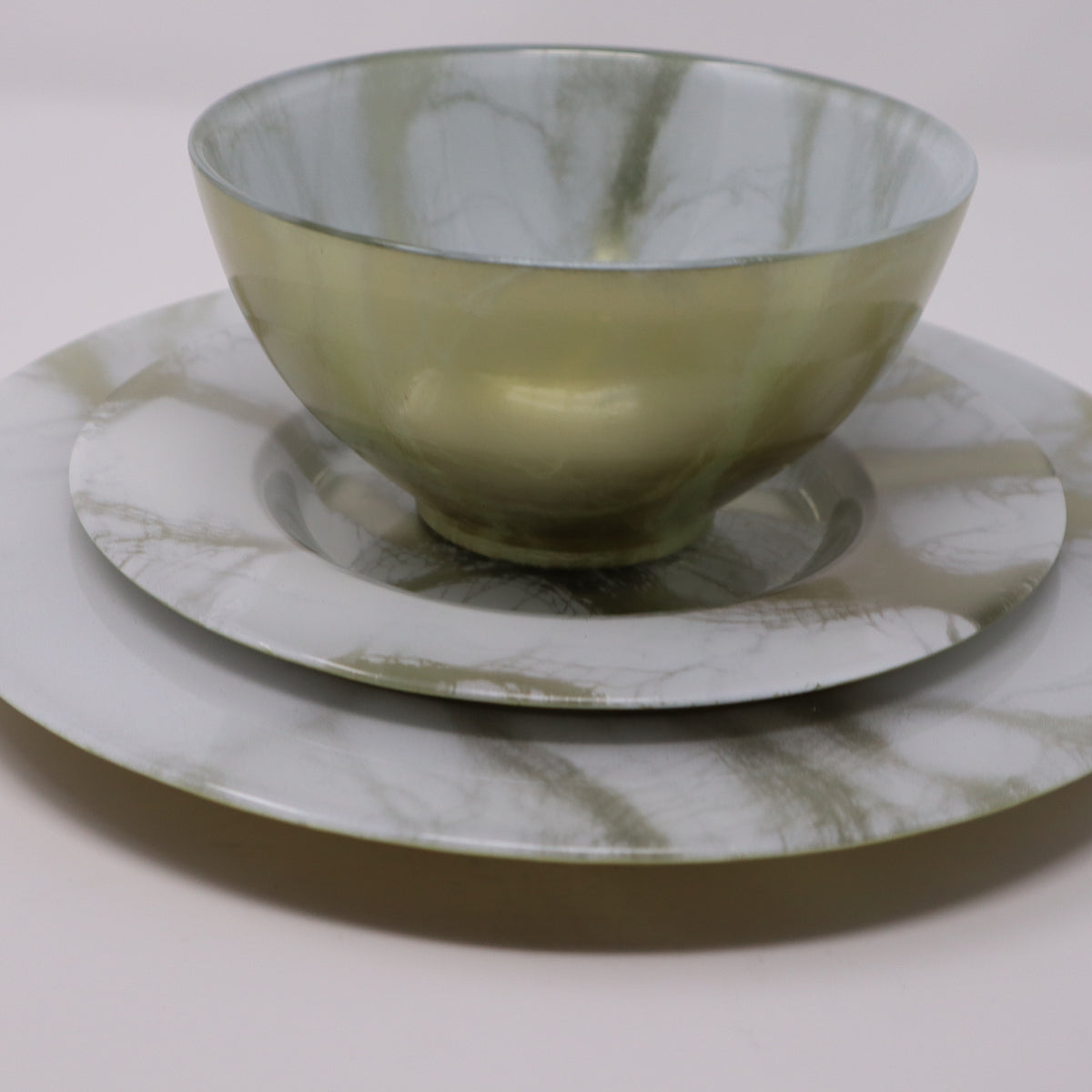 Classic Touch White Marble Dinnerware, 12 Piece Set